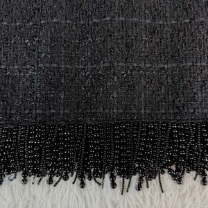 Mango MNG Black Tweed Beaded Fringe Mini Skirt Women's Size XXL 2XL Bohemian